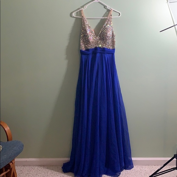 blue and silver homecoming dress